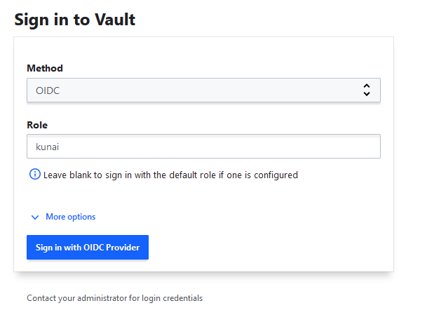 Login to Vault with Kunai Role